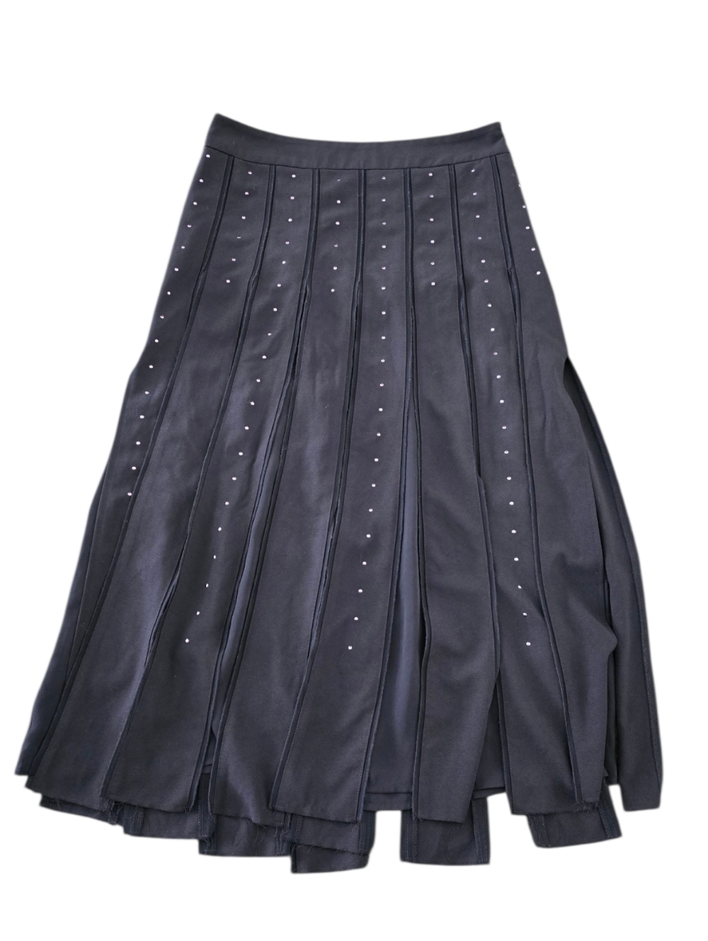 GUESS Lita Studded Flyaway Midi Skirt NWT Black Silver Size 6 Whimsigoth - Picture 2 of 6